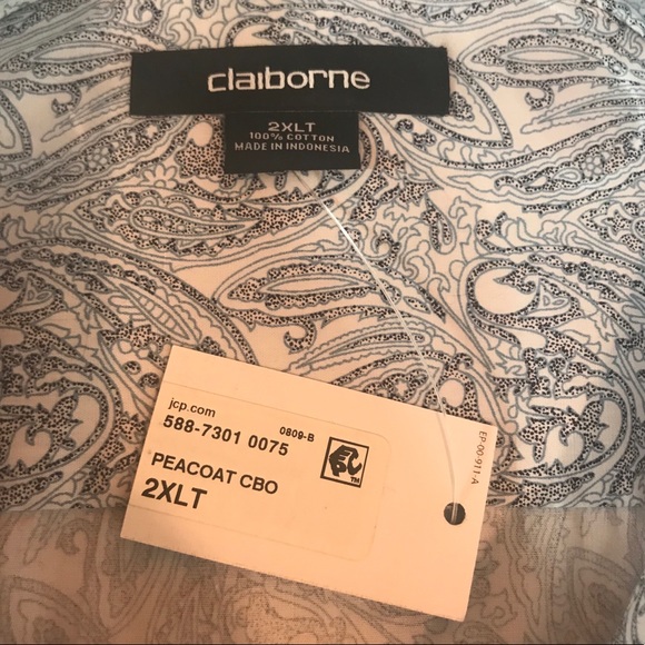 Claiborne 2XLT Tall Paisley Short Sleeve Shirt NWT - Picture 4 of 6